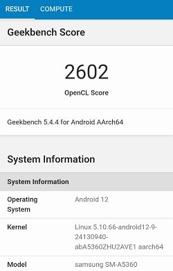 Galaxy A53 5G のGeekbenchベンチマークスコア