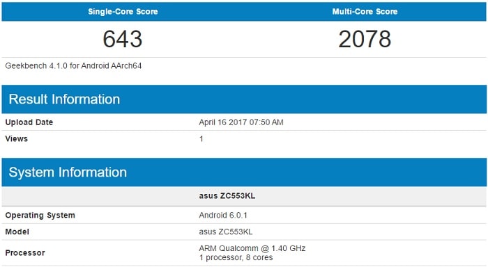 ZenFone 3 Max ZC553KLのベンチマークスコア