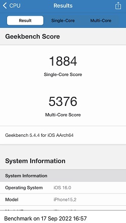 iPhone 14 Pro のGeekbenchベンチマークスコア