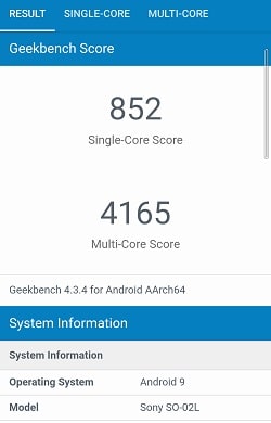Xperia Ace SO-02LのGeekbenchベンチマーク