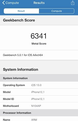 iPhone 11 のGeekbenchベンチマークスコア