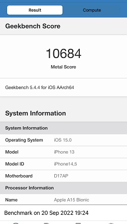 iPhone 13 のGeekbenchベンチマークスコア